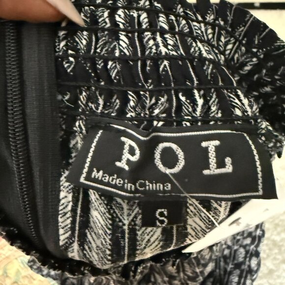 POL Womens Small Black & White Long Sleeve High Neck Midi Dress - Picture 3 of 7